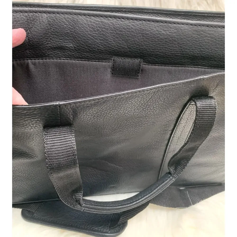MAPLE LEAF ACCESSORIES Black Pebbled Leather Briefbag Business Laptop School Bag